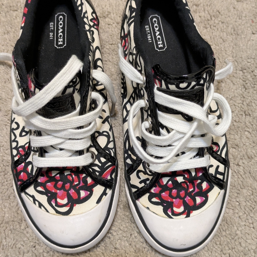 Coach Floral Leather Sneakers Women 6